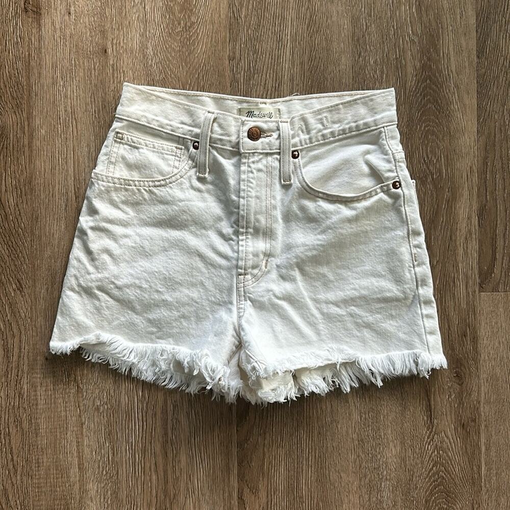 Madewell The Perfect Jean Short‎ Off White Size 24(00) Raw Hem High Rise Cutoff